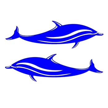 2 X Blue Dolphin Decal Autocolante Pentru Barca Caravană Auto - Rezistent La Apa