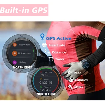 Marginea de nord Ceas Inteligent GPS Bluetooth Telefon Smartwatch Bărbați Femei IP67 rezistent la apa Heart Rate Monitor de Presiune sanguina Ceas