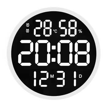 Simplu de Design Camera de zi LED Ceas de Perete Rotund Display Digital Temperatura Data 27RF