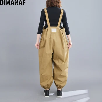 DIMANAF Femei, Plus Dimensiune Salopete Salopete Doamna Pantaloni Lungi Pantaloni de Bumbac Primăvară-Vară 2021 Haine Largi Casual Cu Buzunare