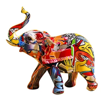 Nordic De Creatie Graffiti Colorat Elefantul Sculptura Animal Statuie Creative Ornament Retro Figurina Decor Acasă Accesorii