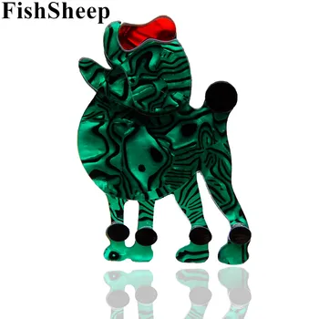 FishSheep 2 Culori Pudel Câine Broșe Animale Desene Animate Drăguț Acrilice Ace De Brosa Pentru Femei, Omul Banchet Decor Rochie De Bijuterii