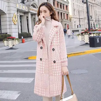 Leiouna Subțiri Lungi Carouri De Moda Carouri Lână 2020 Moda Femei Toamna Stil Coreean Haine Lungi Doamnelor Cald Iarna Exterioare De Culoare Roz