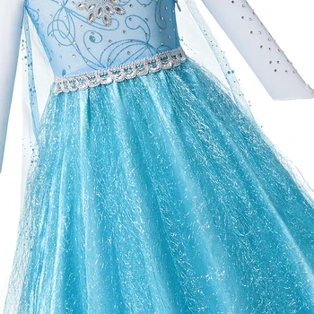 Elsa Costum Fetita Printesa Rochie de până de Carnaval pentru Copii Petrecere Rochie Fancy Fată Copilul Maneca Lunga Cristal Ochiurilor Rochie de Minge