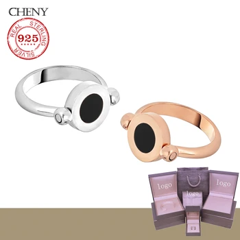 Cheny argint 925 inele de comisia de proiectare două laterale albe și negre de Cocktail Marca Ring moda bijuterii pentru femei