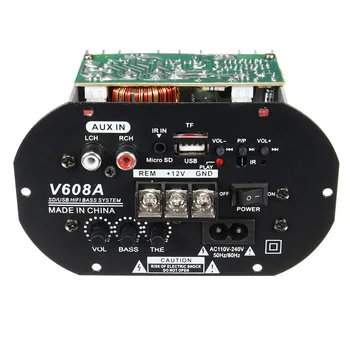 80W Putere Mare de Bass Subwoofer Auto Hi-Fi Amplificator de Bord TF USB 12V/110V-220V Home Theater Amplificatoare