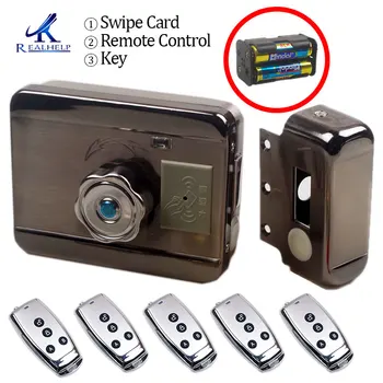 Nu Cabluri Electrice rim lock pentru Ușă de Metal Poarta Electric de Blocare a Ușii Deschizator de 125KHZ RFID Card de Blocare a sistemului de acces fără cheie de Blocare Electric de Presă