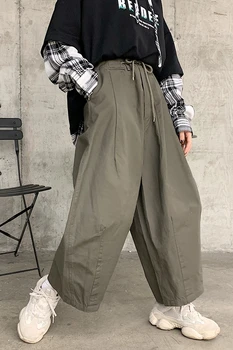 Cakucool 2019 primăvara și toamna Japoneză retro largi picior pantaloni largi cu talie înaltă liber stradă casual pantaloni bărbați și femei cuplu