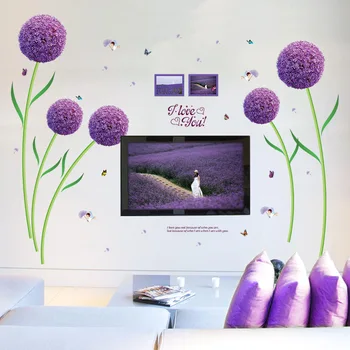 Floare violet mingea de moda dormitor romantic living PVC detașabil decorativ rezistent la apa decorative autocolante de perete