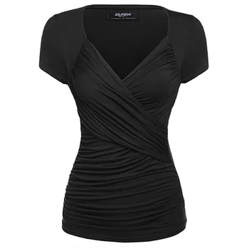 Zogaa 2018 Vara Femei T Shirt Monofazate Femeie T-shirt Casual Slim fit Short Sleeve T Shirt V Gât Topuri Tee pentru Femei Îmbrăcăminte