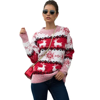 Noi de Crăciun pulover femei toamna iarna European și American hot stil fulg de nea cerb pulover pulover