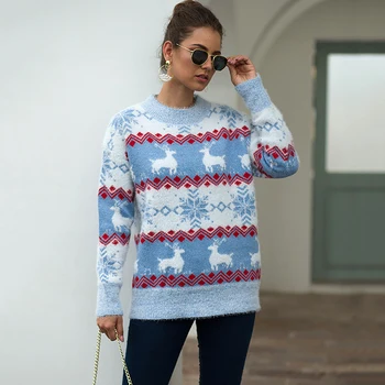 Noi de Crăciun pulover femei toamna iarna European și American hot stil fulg de nea cerb pulover pulover