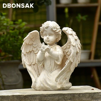 Retro Înger Ornamente De Gradina Cu Aripi Băiat Pasăre Sculptura Acasă Living Curte În Aer Liber Rasina De Artizanat, Mobilier Decor
