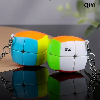 QiYi Mini 2x2x2 Buzunar Stickerless cub Magic Breloc Cub Pandantiv Lanț Cheie Inel Viteza Cuburi Puzzle Jucării Pentru Copii