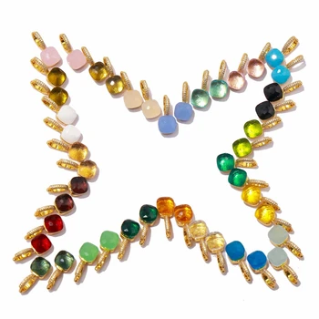 Placat Cu Aur Cub Zircon Bomboane Colorate Cercei Clasic 23 Culori De Cristal Fatetate Pătrat Picătură Cercei Bijuterii Femei