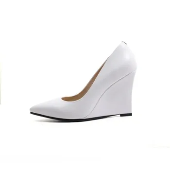 A Subliniat Toe Pantofi Femei Tocuri Înalte De Moda Din Piele Pantofi De Pompe De Femei De Primăvară Wedge Birou Confortabil Pantofi