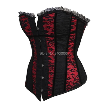 Caudatus gotic corsete pentru femei lenjerie burlesc dantelă florale overbust corsete și bustiers topuri de epocă roșu și blakc sexy