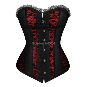 Caudatus gotic corsete pentru femei lenjerie burlesc dantelă florale overbust corsete și bustiers topuri de epocă roșu și blakc sexy