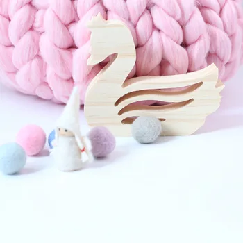 2 buc din Lemn Natural de Lebada Animale Drăguț Blocuri de Jucărie Emulare Swan Modele pentru Copii Jucării de Învățare