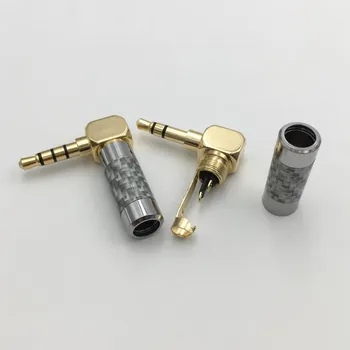 5Pcs 3.5 mm 3 4 Pol Audio Mufă în Unghi Drept din Fibra de Carbon Jack pentru Reparație DIY Căști Căști de Lipire Conector placat cu Aur