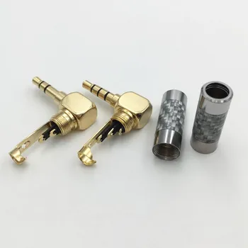 5Pcs 3.5 mm 3 4 Pol Audio Mufă în Unghi Drept din Fibra de Carbon Jack pentru Reparație DIY Căști Căști de Lipire Conector placat cu Aur