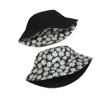 2020 Doua Parte Reversibile crizantema Găleată Pălărie de Pescuit Capace Femei Bărbați Hip Hop bob pălărie de vară coreean panama pălărie de soare