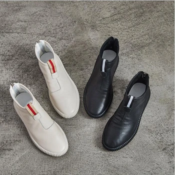 Noi zapatos mujer Stil Vintage din Piele pentru Femei Cizme Plate Papuceii Moale piele de Vacă Pantofi de damă cu Fermoar Glezna Cizme c158