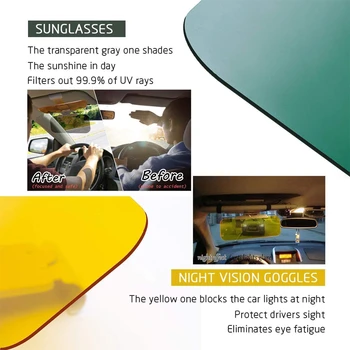 Auto Parasolar HD Anti lumina Soarelui Orbitor Ochelari de cal Zi de Viziune de Noapte de Conducere Oglindă UV Ori Flip Jos Clear View Car Styling