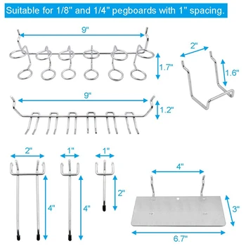 140 Pcs15 Diferite Tipuri de Pegboard Cârlige Includ Curbe Cârlige bidoane de Plastic, Peg Încuietori, pentru Instrumente de Organizare