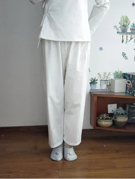 Bumbac Hanfu bottom pantaloni pentru bărbați și femei albe lenjerie de corp elastic talie jambiere plus dimensiune acasă somn purta dropshipping