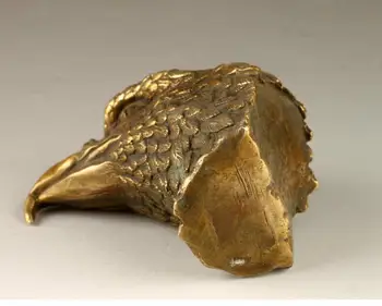 Realiste Asiatice Chinezesc Vechi De Bronz Mână Sculptate Capete De Vultur Statuie