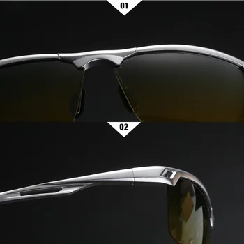 Ochelari de Soare polarizat de Aluminiu și Magneziu Cadru de Zi, noapte de Noapte Viziune de Conducere Anti-orbire UV400 Ochelari fără ramă Semi Outdoor Pentru Barbati