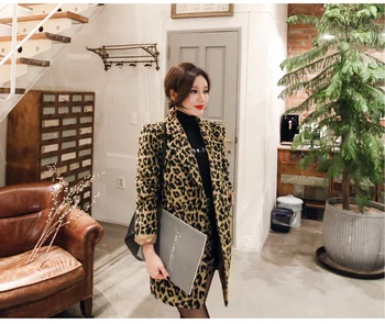 ZAWFL 2020 toamnă iarnă stil occidental vrac leopard de imprimare de lână sacou costum de moda high-end scurt fusta două bucata costum