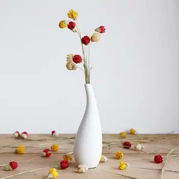 Nordic Simplu Picătură De Apă Vaza Alb Pur Vegetarian Vaza Ceramica Figurine Decor Acasă Meserii Desktop Flori Uscate Vaza De Artă