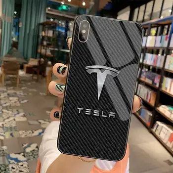 Super Masina Electrica Tesla Negru TPU Telefon Moale Caz Capacul din Sticla Temperata Pentru iPhone 11 XR Pro XS MAX 8 X 7 6S 6 Plus SE 2020 caz