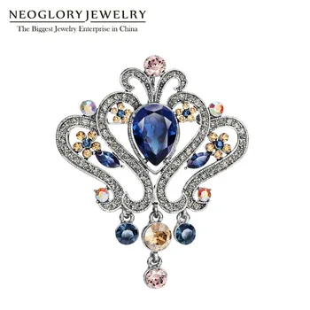 Neoglory Colorate Austria Cristal & Stras Moda Coroana Broșe Pentru Femei de Lux Retro Bijuterii Brosa 2020New Cadou
