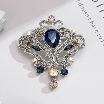 Neoglory Colorate Austria Cristal & Stras Moda Coroana Broșe Pentru Femei de Lux Retro Bijuterii Brosa 2020New Cadou