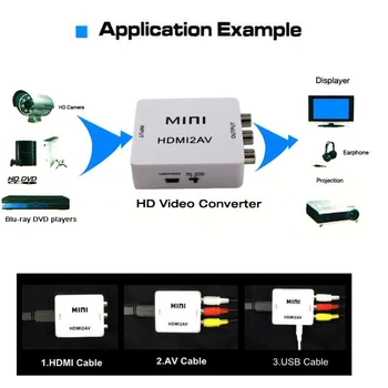 AV Scala Adaptor HD Converter Box HDMI RCA AV/CVSB L/R Video 1080P HDMI2AV