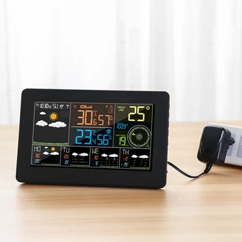 De Perete Digital Ceas cu Alarmă de uz Casnic APP WiFi Statie Meteo Color LCD Termometru Higrometru Presiunea Barometrică Vânt Vreme