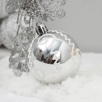 24buc 6cm argint kawaii desen de crăciun agățat bile ornamente de crăciun fleac mingea petrecere acasă consumabile de nunta de decorare bile