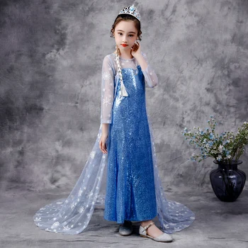 Printesa Elsa Rochie Fete Rochie De Vara Snow Queen Cosplay Costum Rochii Pentru Copii Princess Vestidos Haine Sequin