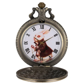 Retro Asistenta Cuarț Ceas Oră Alice în țara Minunilor Iepure Drăguț Orologio Donna Ceas de Buzunar Vintage Colier Pandantiv pentru Femei Cadouri