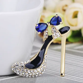 Blucome Noua moda cu Toc Cristale Pantofi Brosa de Aur de Culoare Roșie Email Broșe Bijuterii de Pini cu Femei Haine de Petrecere Accesorii