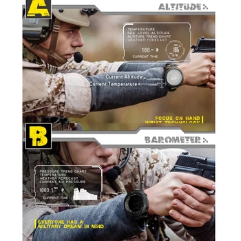 NORD EDGE sport de Bărbați ceas Digital de Ore de Funcționare Înot Militar Armata ceasuri Altimetru Barometru Busola rezistent la apa 50m