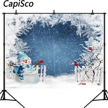 Paste de Crăciun fundaluri de iarna țara minunilor fantezie albastru de gheață copac, om de Zăpadă, gard fotografice de imagini de fundal studio foto