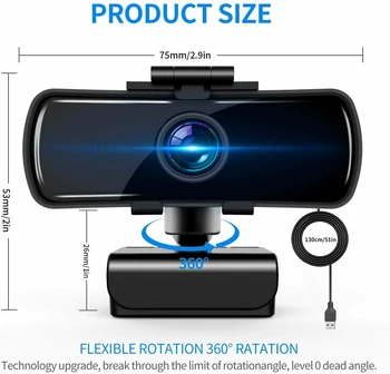 1080P 720p 480p HD Webcam cu Microfon Rotativ Desktop PC Camera Web Cam Mini Calculator WebCamera Cam Înregistrare Video de Munca