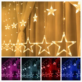 Luminile de crăciun de Interior, în aer liber UE Priza 220V Luna Steaua Lampa LED String Decor pentru Petrecerea de Nuntă, Vacanță, Lumini Decorative