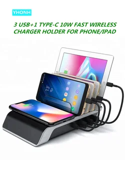 Qc 3.0 Rapid Încărcător Wireless Pentru Iphone Samsung Quick Charge Multi Port Usb de Încărcare Stație de Andocare de Birou Suport de Telefon Mobil telefoane