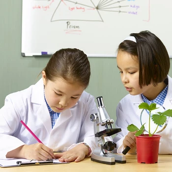 1200x Student Copii Jucărie de Învățământ Microscop Biologic cu Reflexie în Oglindă Iluminată de Lampa Cadou de Ziua de nastere pentru Copii