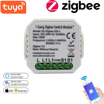 Wifi Tuya Zigbee Inteligent Întrerupător Modul de Viață Inteligentă/Tuya APP Control de la Distanță,Funcționează Cu Alexa Ecou de Start Google UE 220V 1/2 Cale